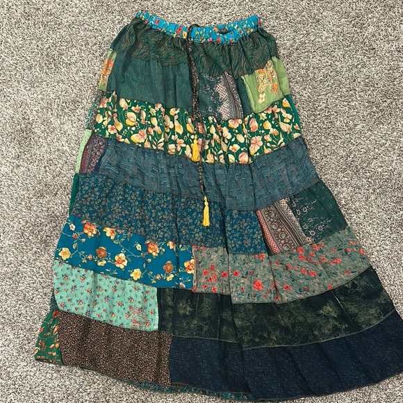 Hand Crafted Dresses & Skirts - 14. Bohemian Patchwork Maxi Skirt - Multicolor